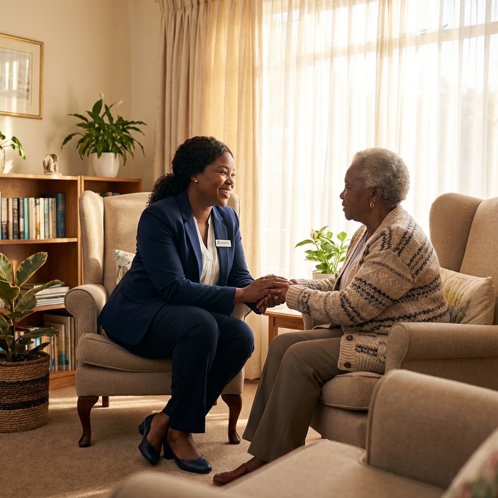 Caregiver with elderly woman